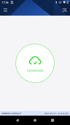 Application install and setting, set the connection mode to 'Cloud', graphic effect when successfully connected to the internet