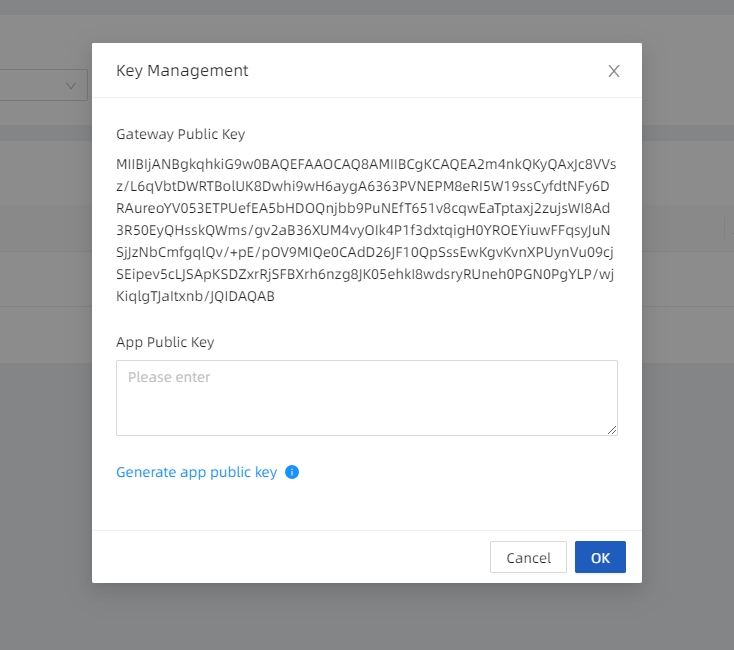 Diagram for Acquiring 'gateway_rsa_public_key' and Uploading 'app_rsa_public_key'