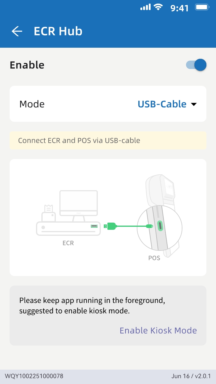 WiseCashier USB mode integration setting steps, step 2